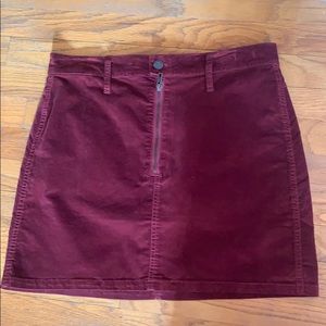 Madewell Red Stretch Demin Straight Skirt